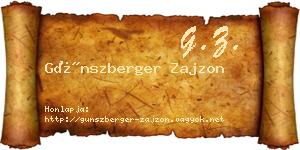 Günszberger Zajzon névjegykártya